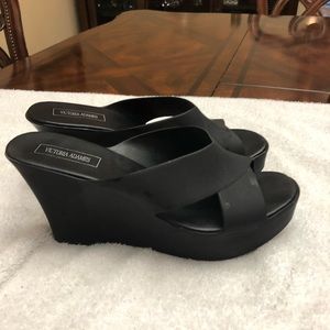 Victoria Adams black wedges